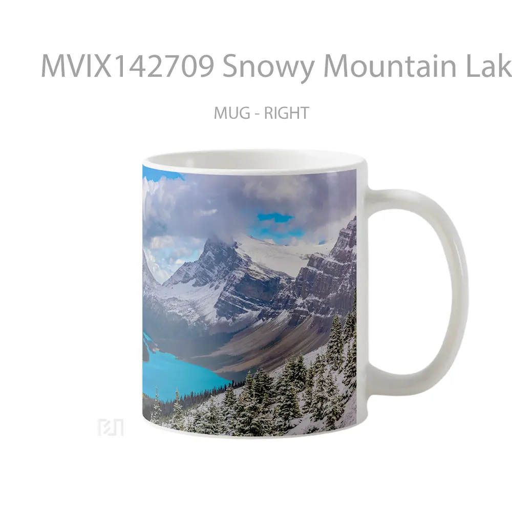 Mug Snowy Mountain Lake Nature Scenery Gelas Pemandangan Alam - All-side / Desain
