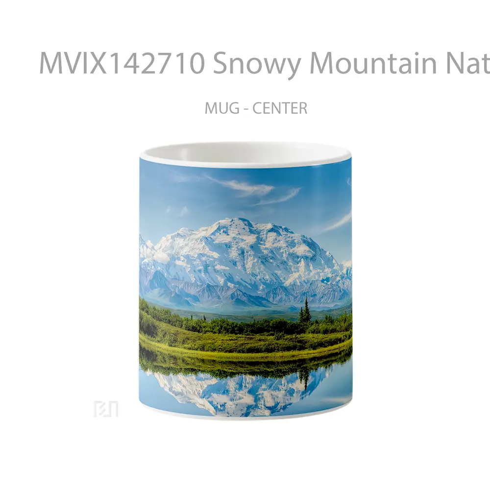 Mug Snowy Mountain Nature River Reflection Scenery Gelas Pemandangan Alam