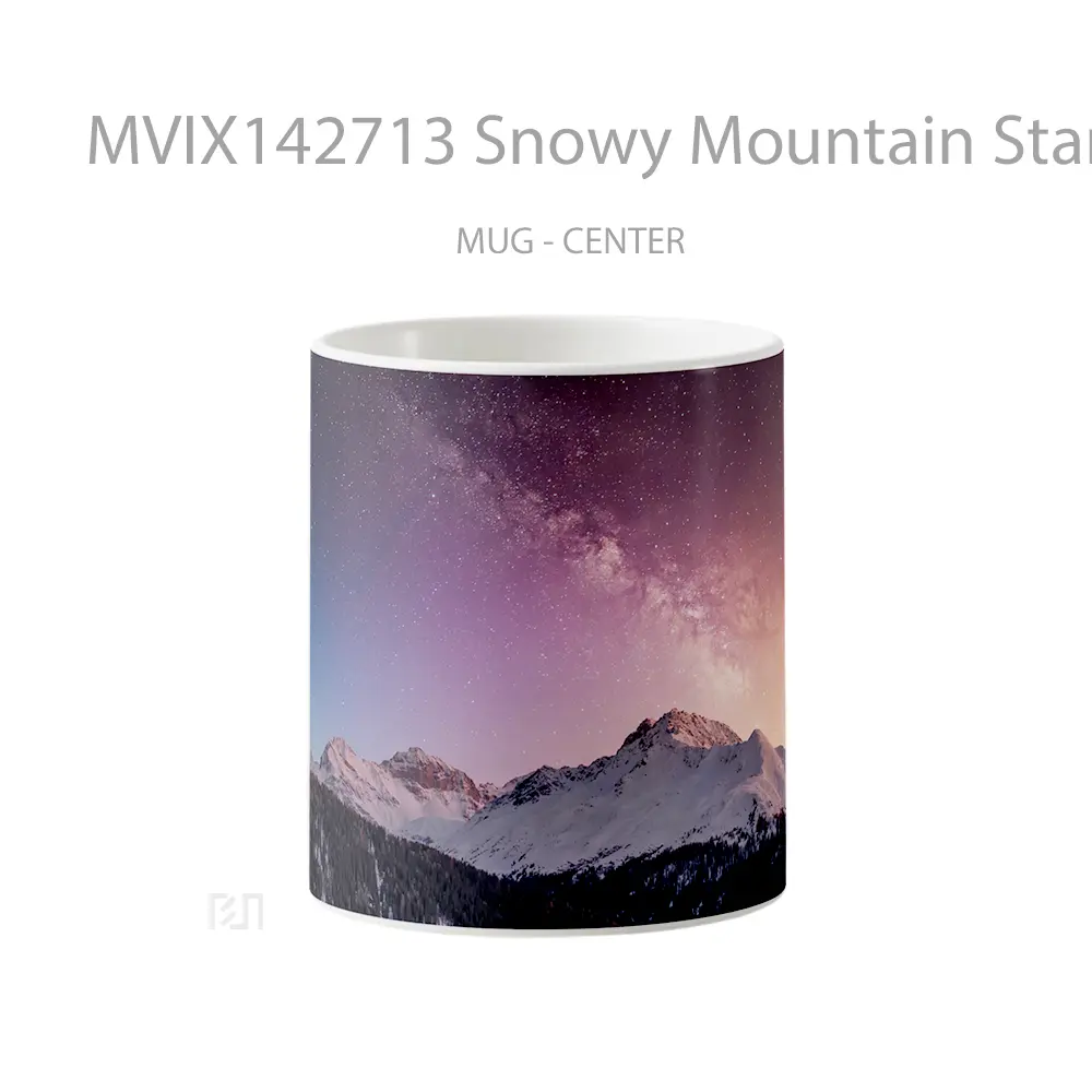 Mug Snowy Mountain Starry Night Sky Scenery Gelas Pemandangan Alam