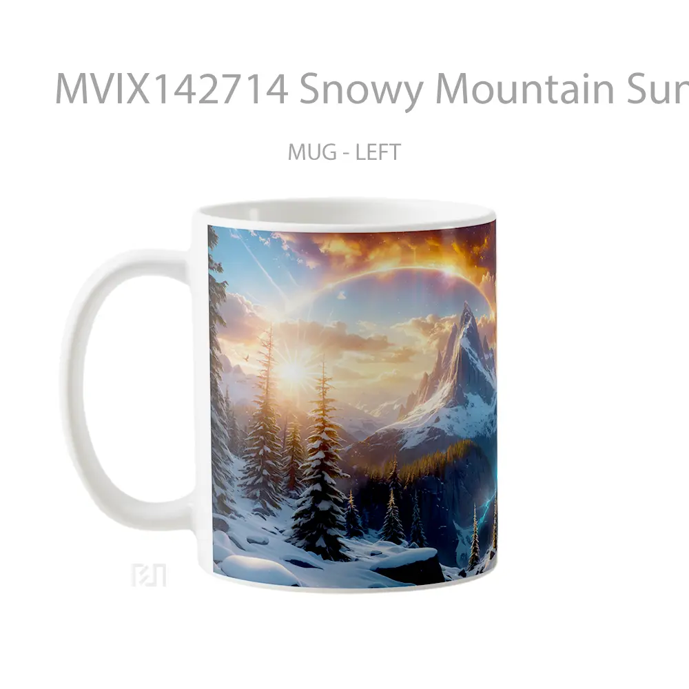 Mug Snowy Mountain Sunrise Scenery Digital Art Gelas Pemandangan Alam - All-side / Desain