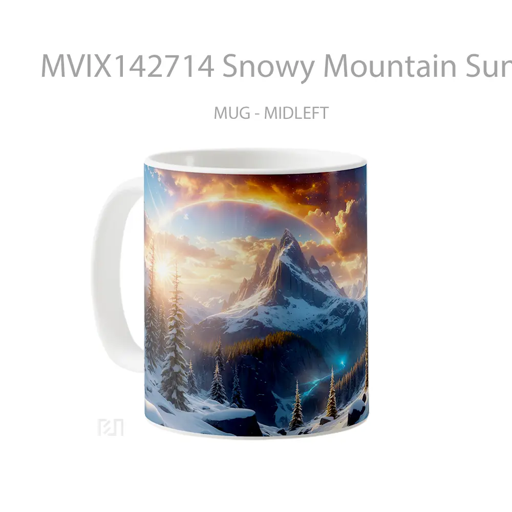 Mug Snowy Mountain Sunrise Scenery Digital Art Gelas Pemandangan Alam - All-side / Desain