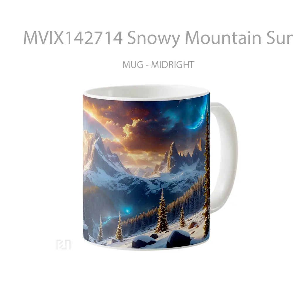 Mug Snowy Mountain Sunrise Scenery Digital Art Gelas Pemandangan Alam - All-side / Desain