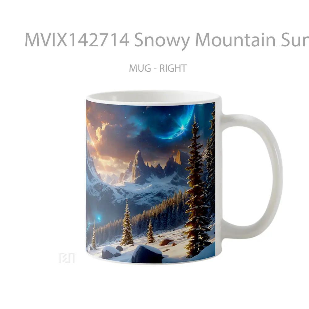 Mug Snowy Mountain Sunrise Scenery Digital Art Gelas Pemandangan Alam - All-side / Desain
