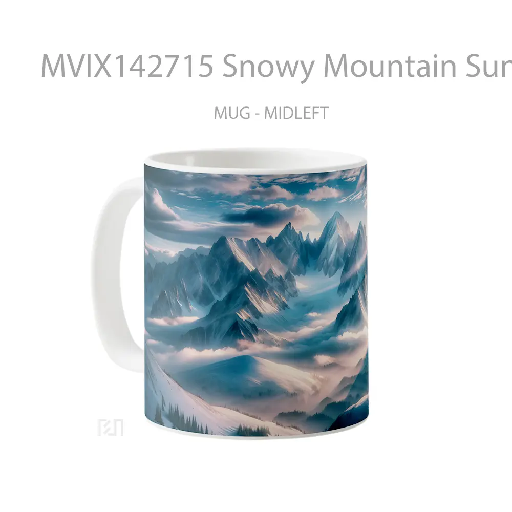 Mug Snowy Mountain Sunrise Scenery Gelas Pemandangan Alam - All-side / Desain