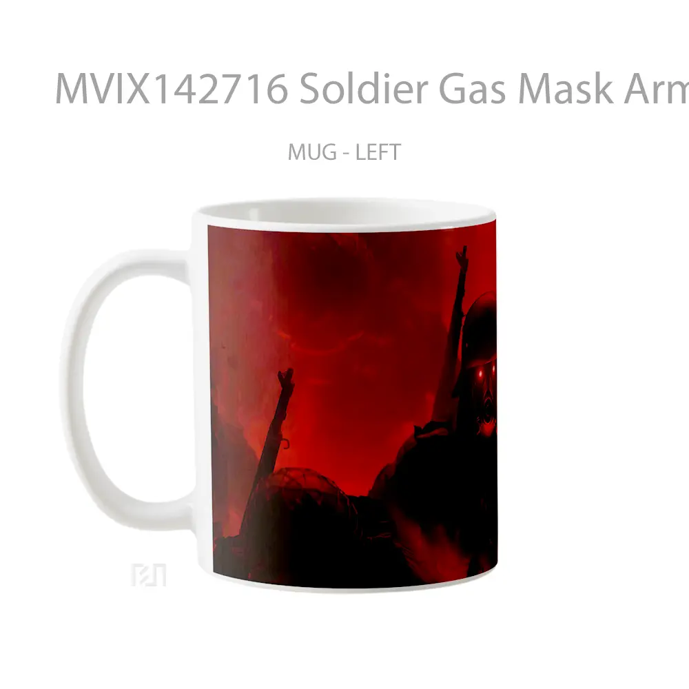 Mug Soldier Gas Mask Army Digital Art Gelas Keramik Unik - All-side / Desain