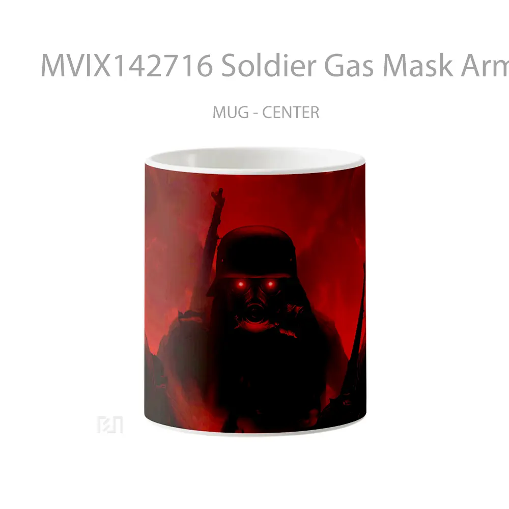 Mug Soldier Gas Mask Army Digital Art Gelas Keramik Unik