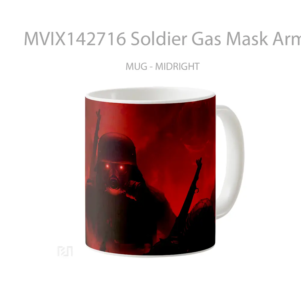 Mug Soldier Gas Mask Army Digital Art Gelas Keramik Unik - All-side / Desain