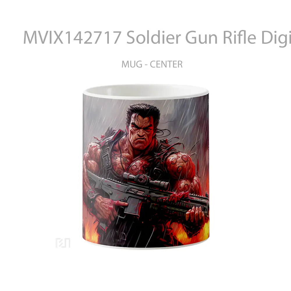 Mug Soldier Gun Rifle Digital Art Gelas Keramik Unik