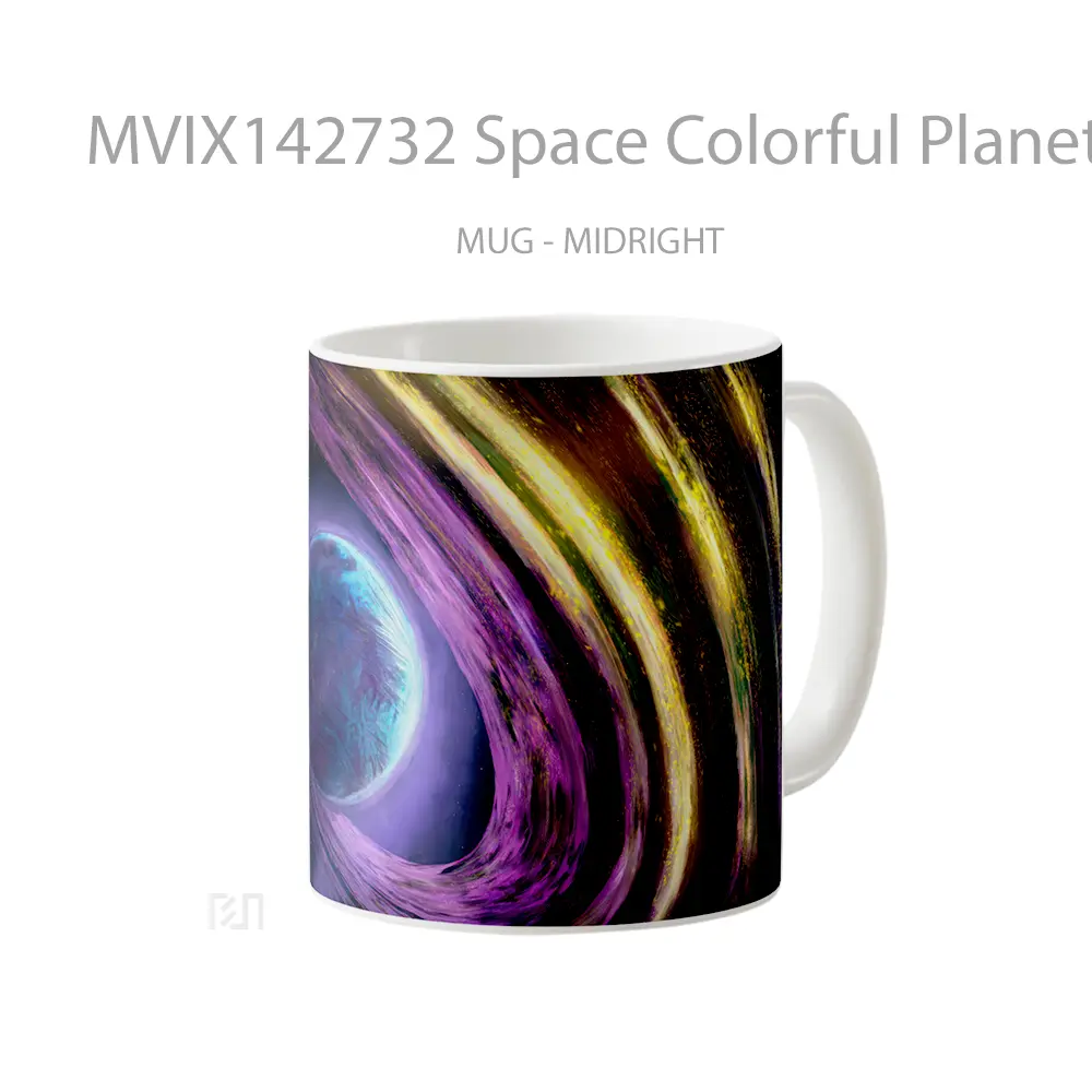 Mug Space Colorful Planet Digital Art Gelas Keramik Unik - All-side / Desain