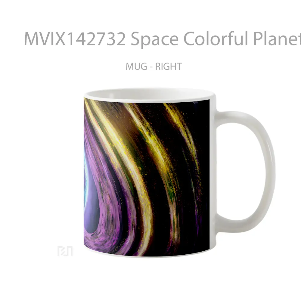 Mug Space Colorful Planet Digital Art Gelas Keramik Unik - All-side / Desain