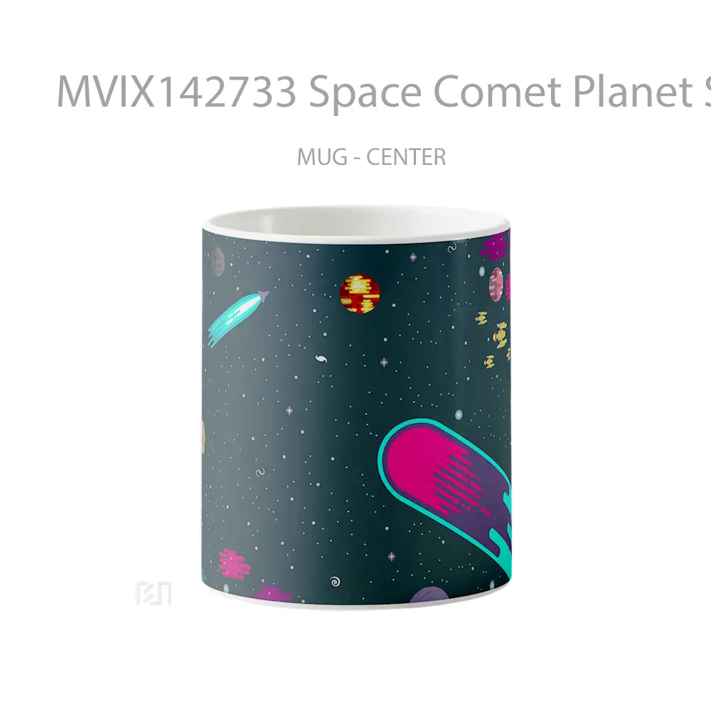 Mug Space Comet Planet Stars Digital Art Gelas Keramik Unik