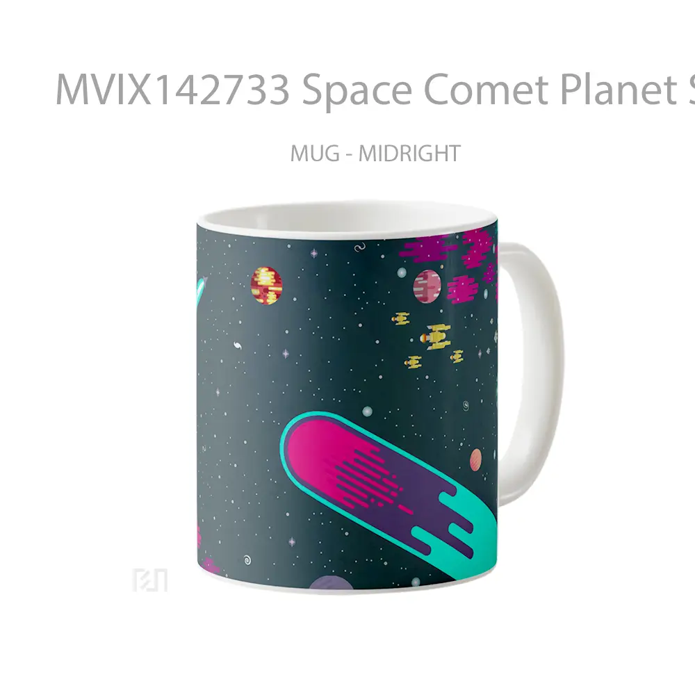 Mug Space Comet Planet Stars Digital Art Gelas Keramik Unik - All-side / Desain