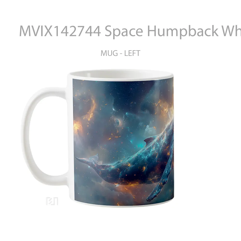 Mug Space Humpback Whale Digital Art Gelas Keramik Unik - All-side / Desain