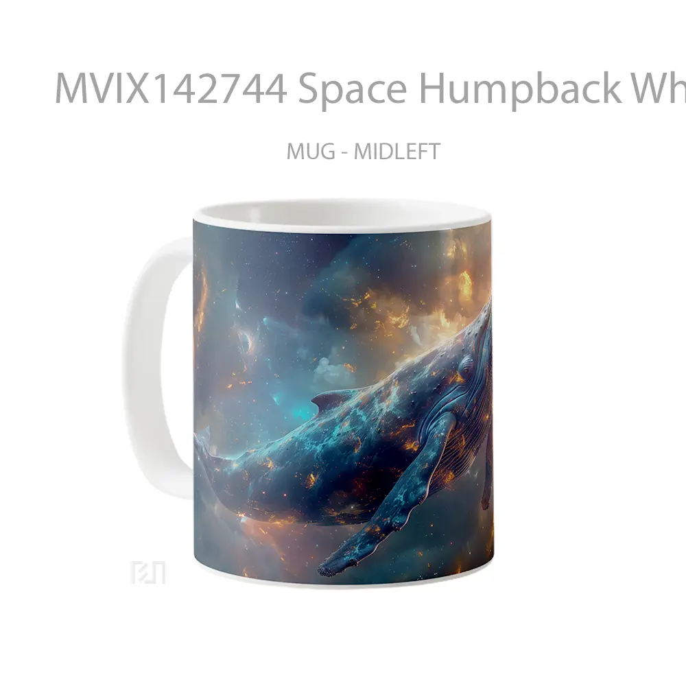 Mug Space Humpback Whale Digital Art Gelas Keramik Unik - All-side / Desain