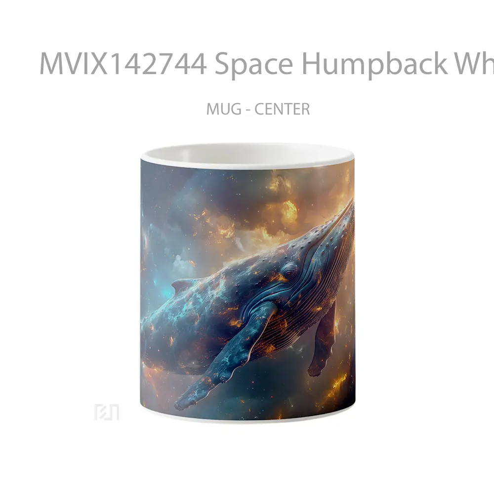 Mug Space Humpback Whale Digital Art Gelas Keramik Unik