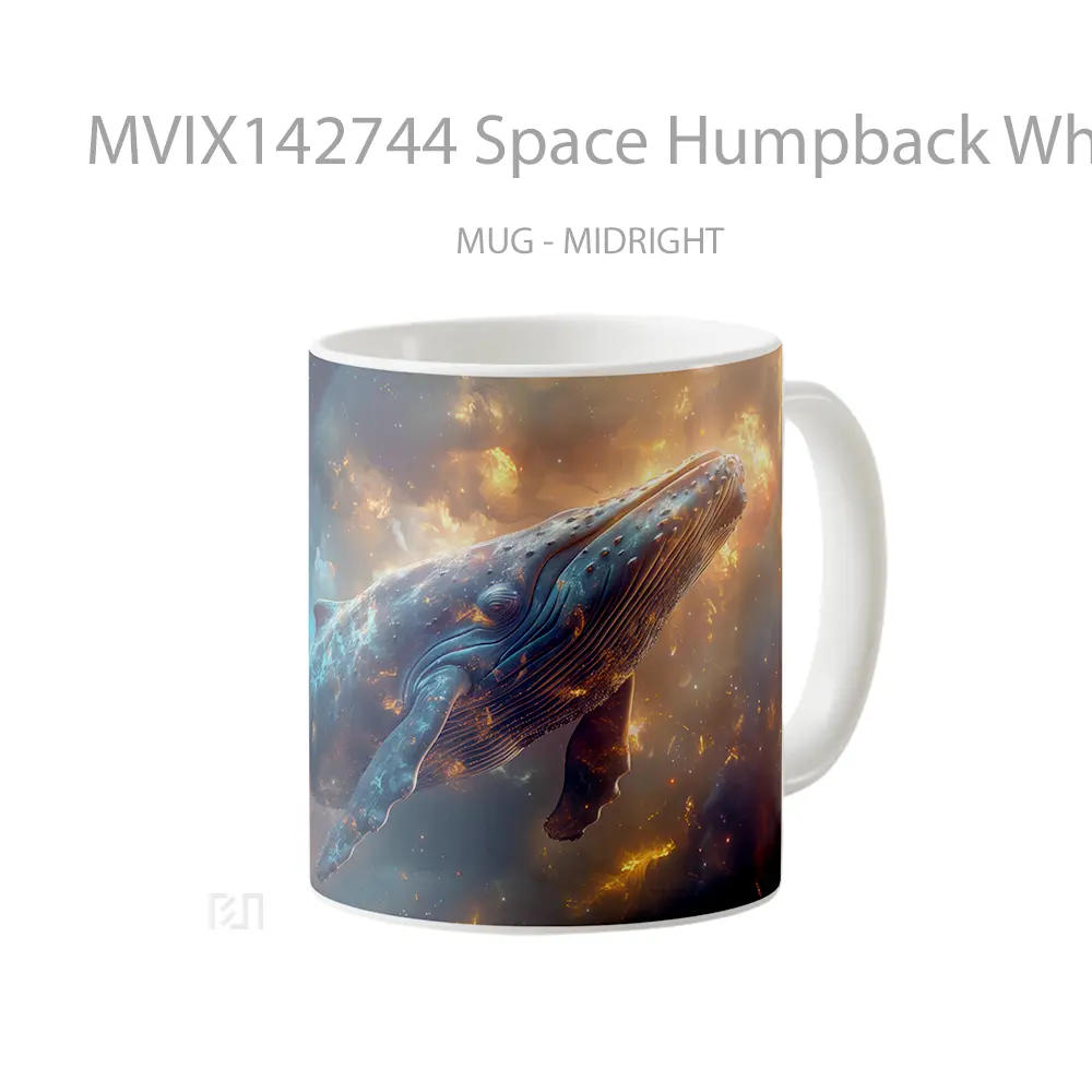 Mug Space Humpback Whale Digital Art Gelas Keramik Unik - All-side / Desain