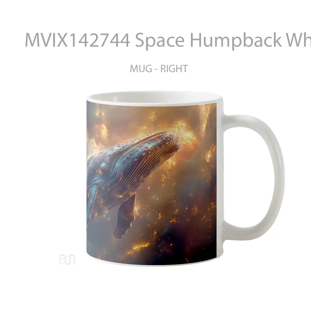Mug Space Humpback Whale Digital Art Gelas Keramik Unik - All-side / Desain