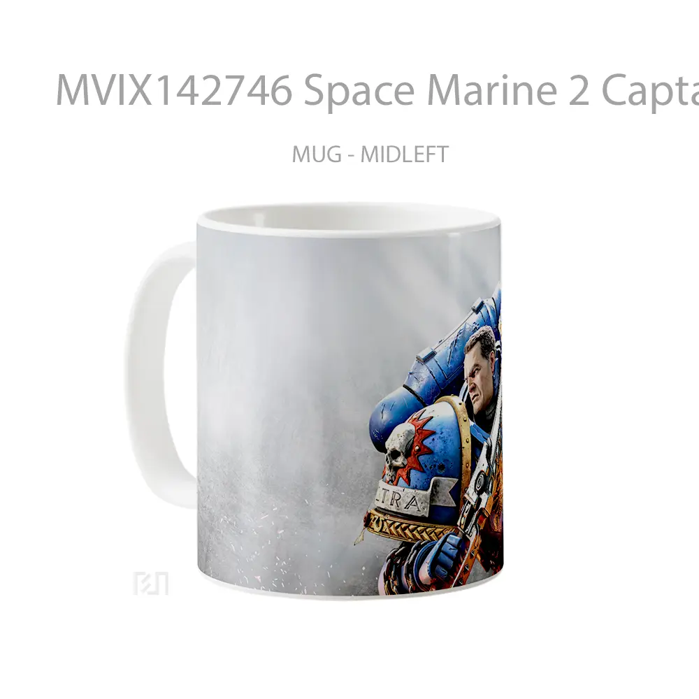 Mug Space Marine 2 Captain Titus Gelas Keramik Unik - All-side / Desain