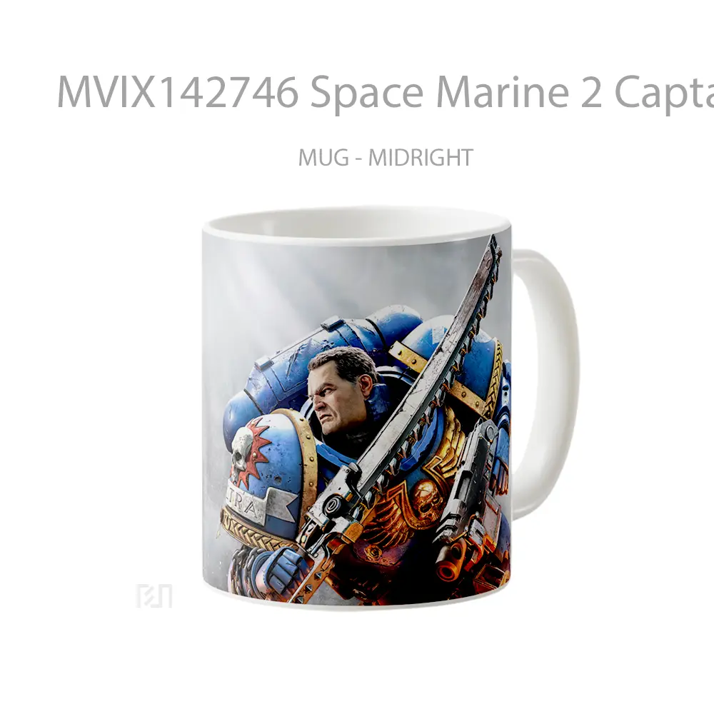 Mug Space Marine 2 Captain Titus Gelas Keramik Unik - All-side / Desain
