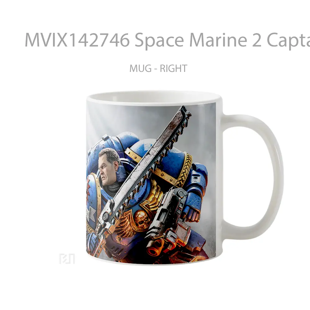Mug Space Marine 2 Captain Titus Gelas Keramik Unik - All-side / Desain