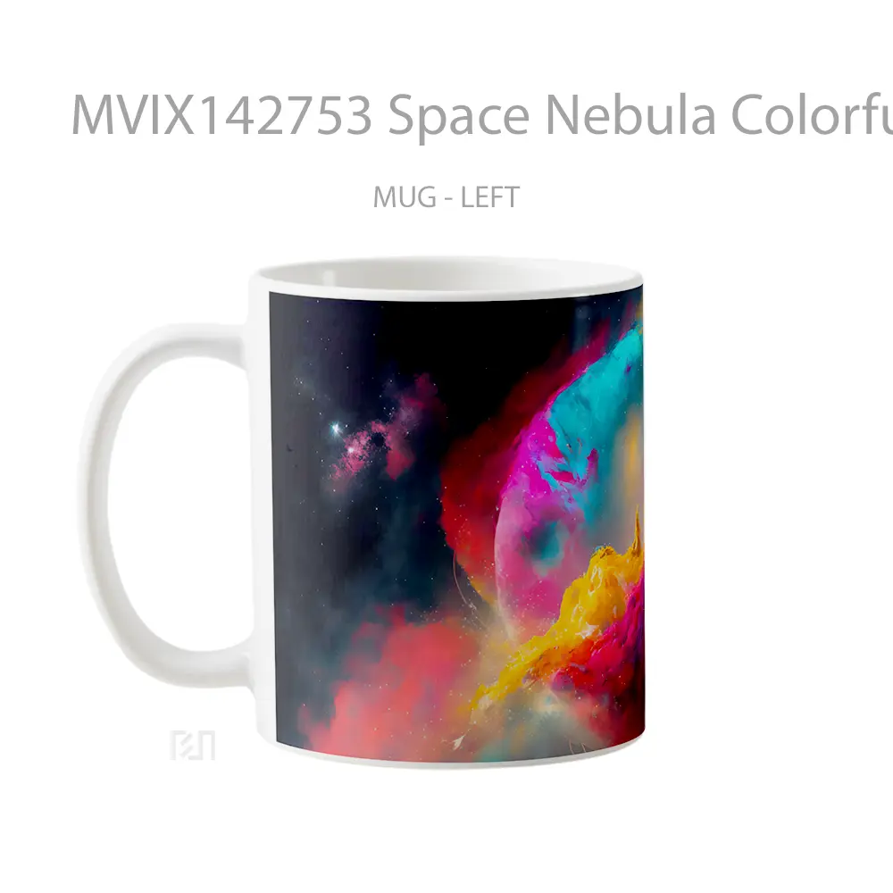 Mug Space Nebula Colorful Digital Art Gelas Keramik Unik - All-side / Desain