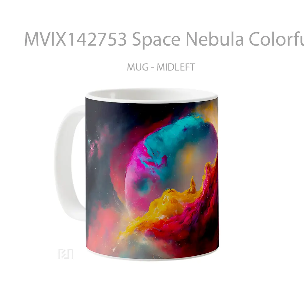 Mug Space Nebula Colorful Digital Art Gelas Keramik Unik - All-side / Desain