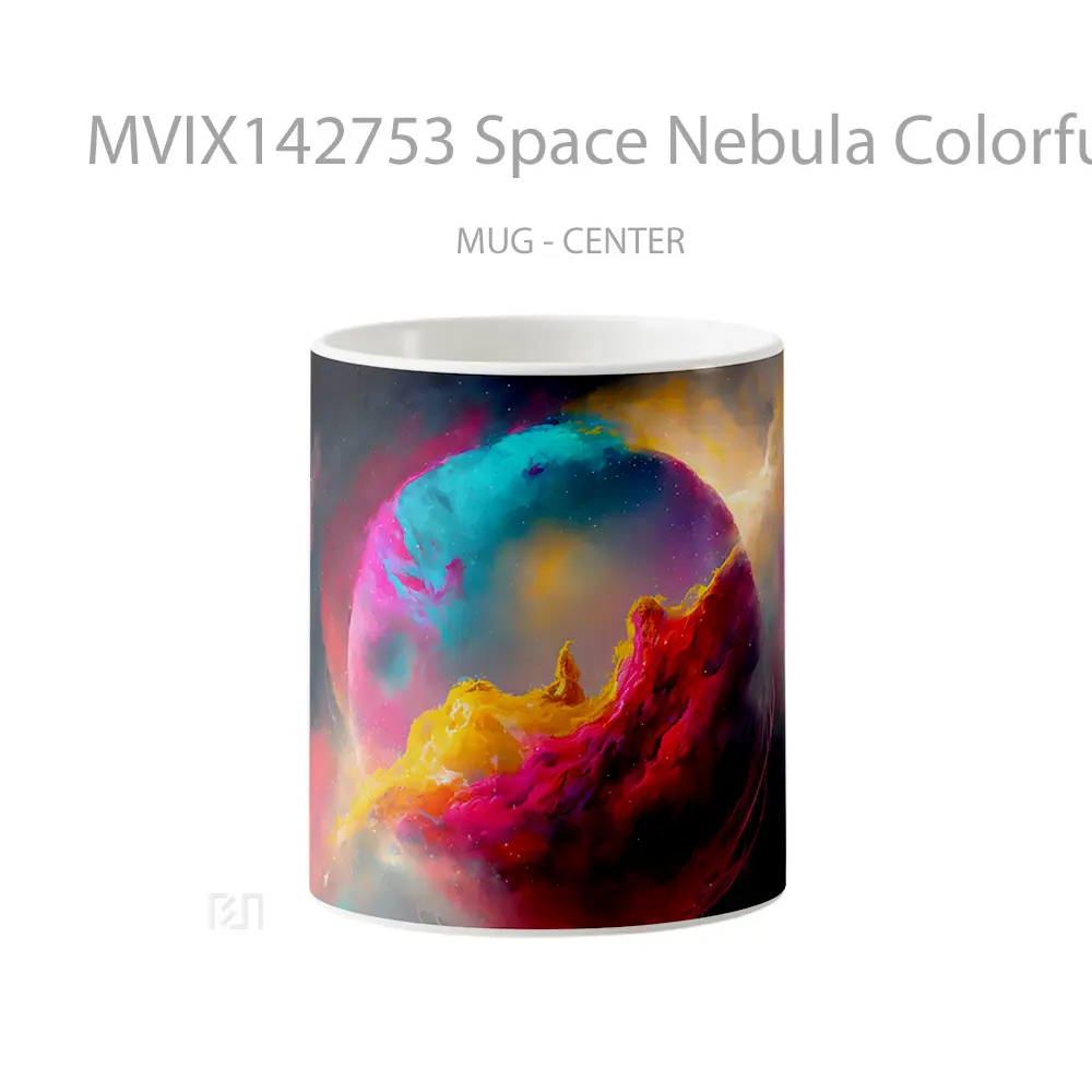 Mug Space Nebula Colorful Digital Art Gelas Keramik Unik