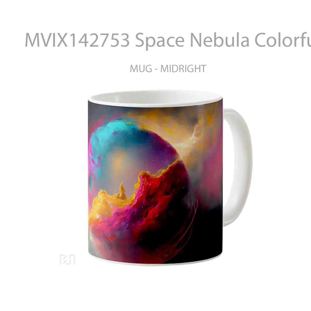 Mug Space Nebula Colorful Digital Art Gelas Keramik Unik - All-side / Desain