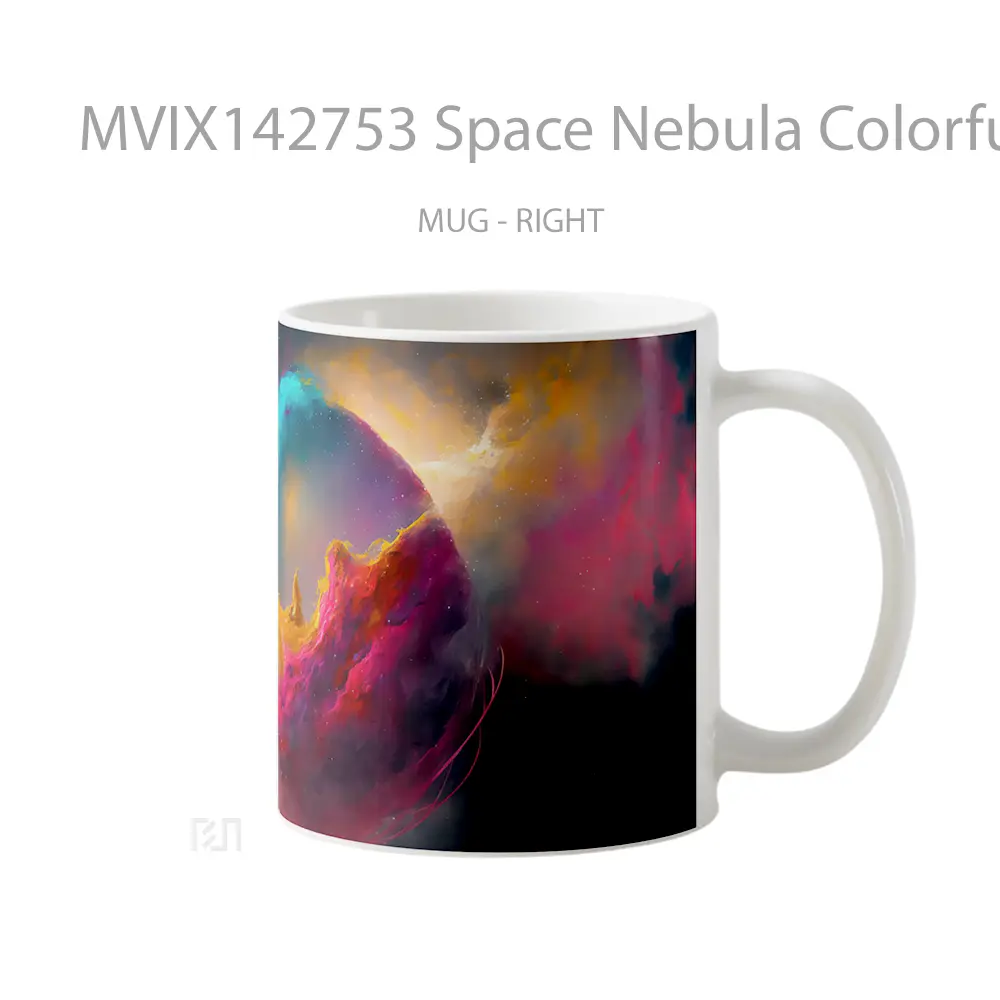 Mug Space Nebula Colorful Digital Art Gelas Keramik Unik - All-side / Desain