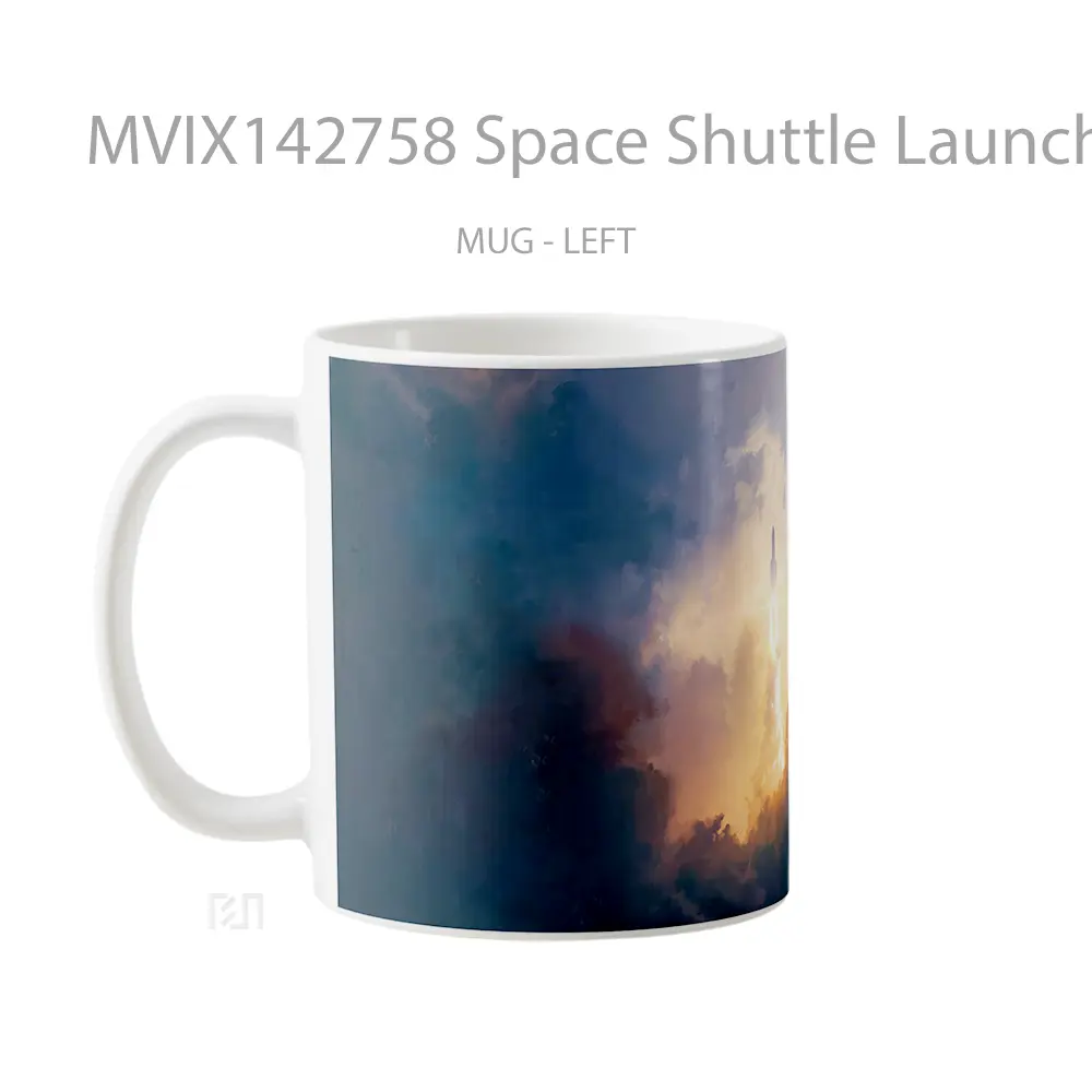 Mug Space Shuttle Launch Take Off Spaceship Gelas Keramik Unik - All-side / Desain