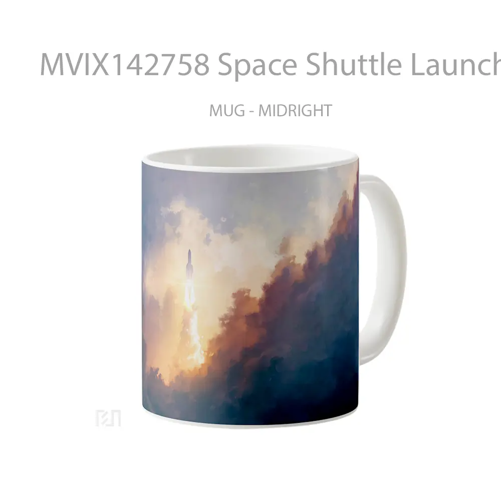 Mug Space Shuttle Launch Take Off Spaceship Gelas Keramik Unik - All-side / Desain