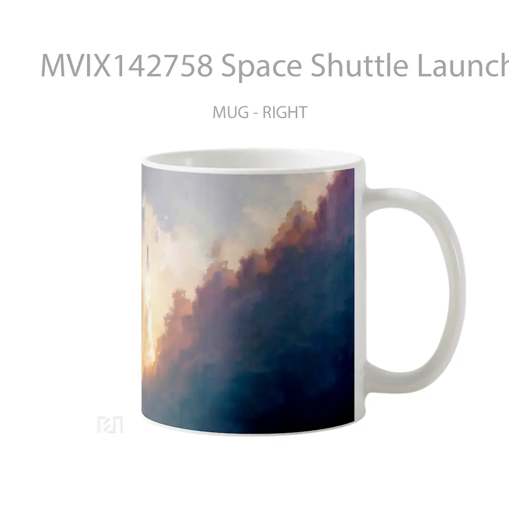 Mug Space Shuttle Launch Take Off Spaceship Gelas Keramik Unik - All-side / Desain