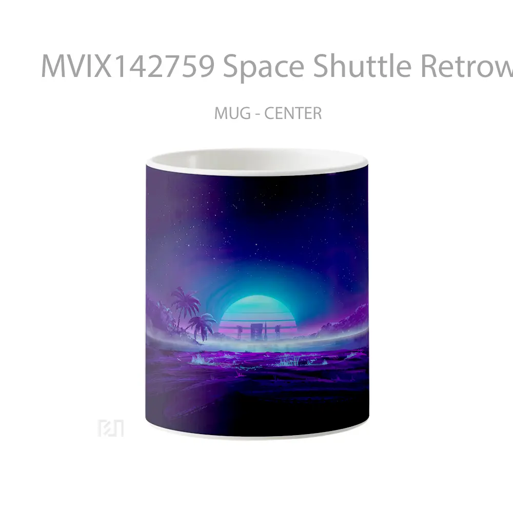 Mug Space Shuttle Retrowave Digital Art Gelas Keramik Unik