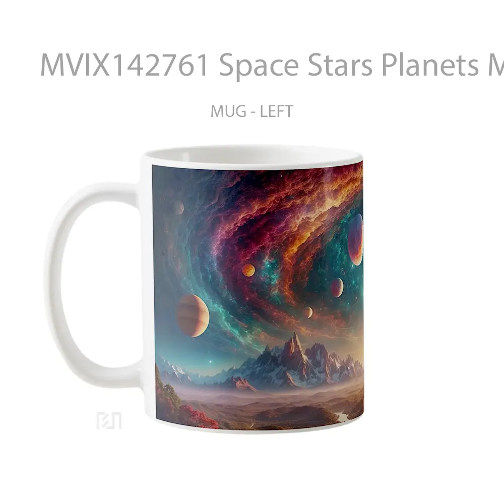 Mug Space Stars Planets Milky Way Sunset Scenery Gelas Pemandangan Alam - All-side / Desain