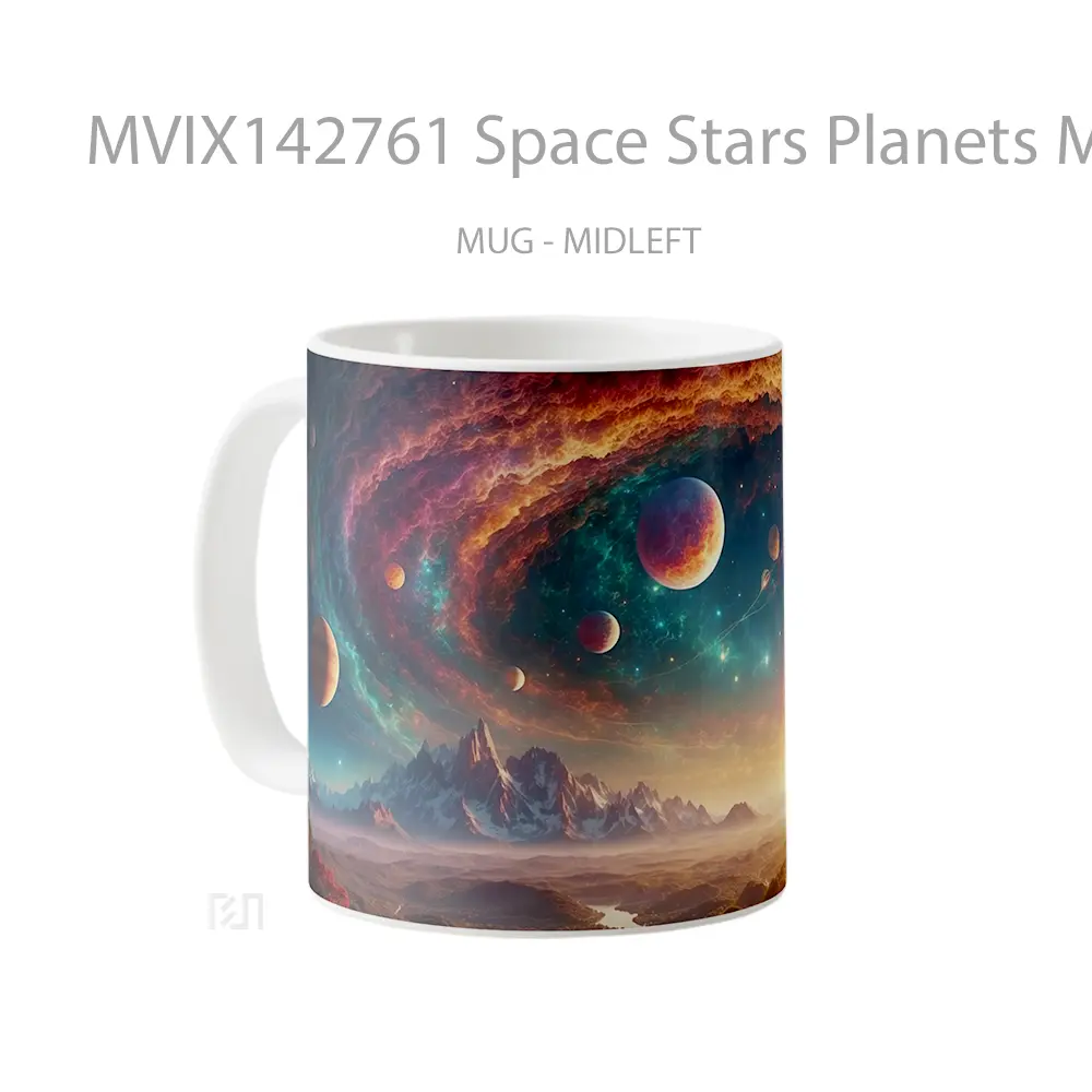 Mug Space Stars Planets Milky Way Sunset Scenery Gelas Pemandangan Alam - All-side / Desain