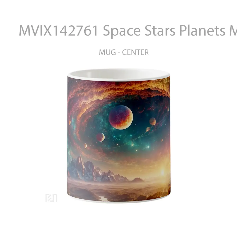 Mug Space Stars Planets Milky Way Sunset Scenery Gelas Pemandangan Alam