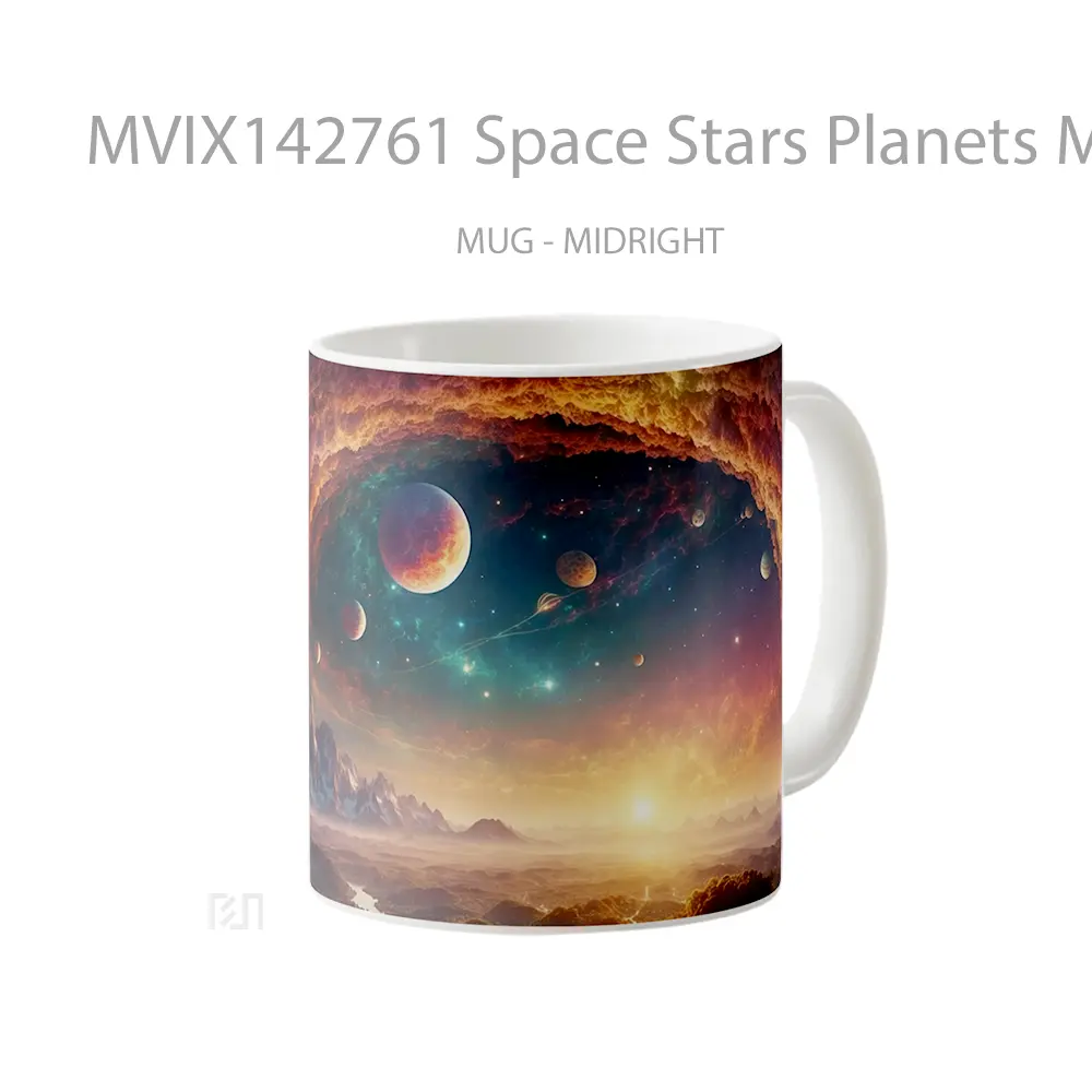 Mug Space Stars Planets Milky Way Sunset Scenery Gelas Pemandangan Alam - All-side / Desain