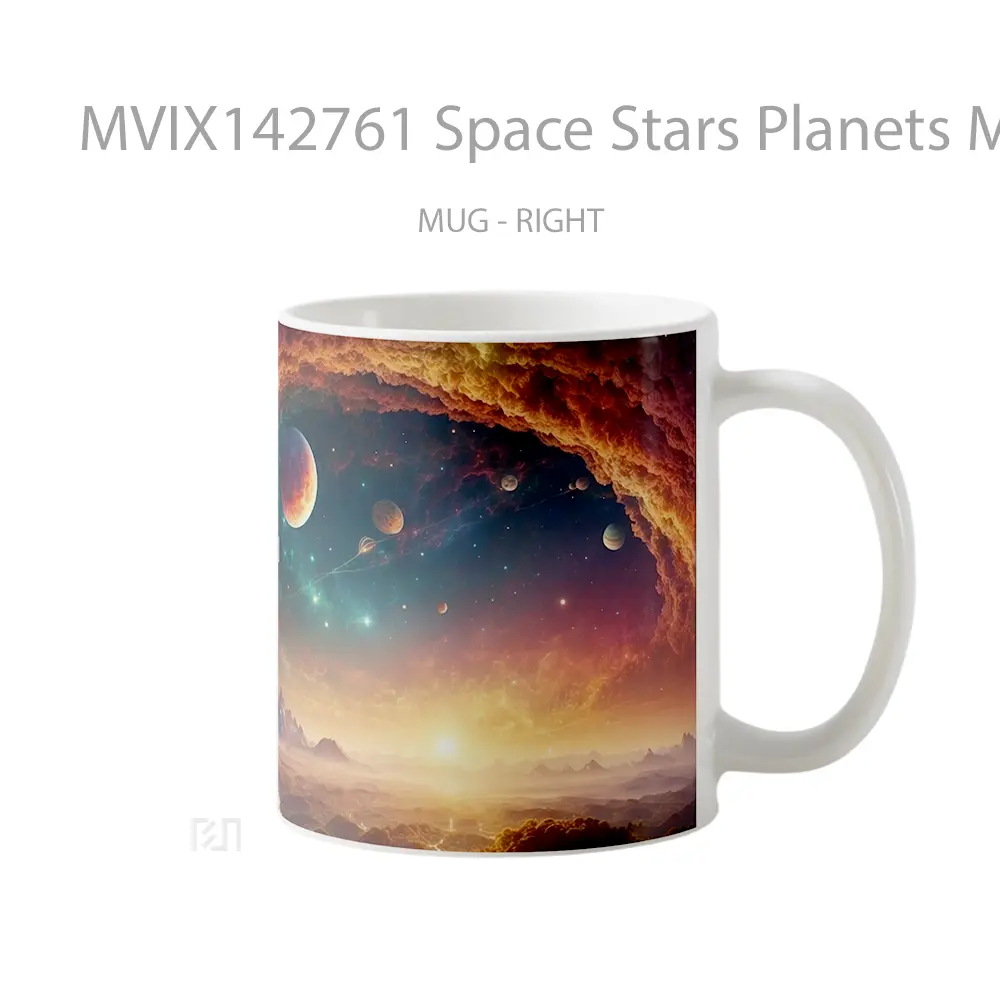 Mug Space Stars Planets Milky Way Sunset Scenery Gelas Pemandangan Alam - All-side / Desain