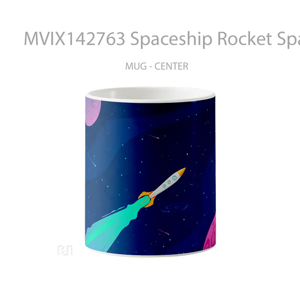 Mug Spaceship Rocket Space Digital Art Gelas Keramik Unik
