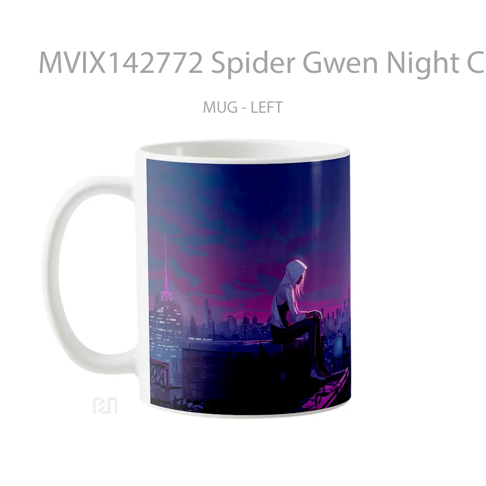 Mug Spider Gwen Night City Moon Gelas Keramik Unik - All-side / Desain