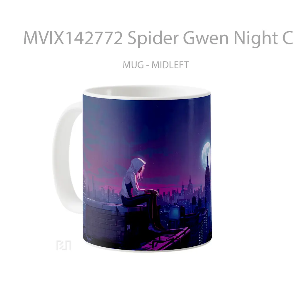 Mug Spider Gwen Night City Moon Gelas Keramik Unik - All-side / Desain