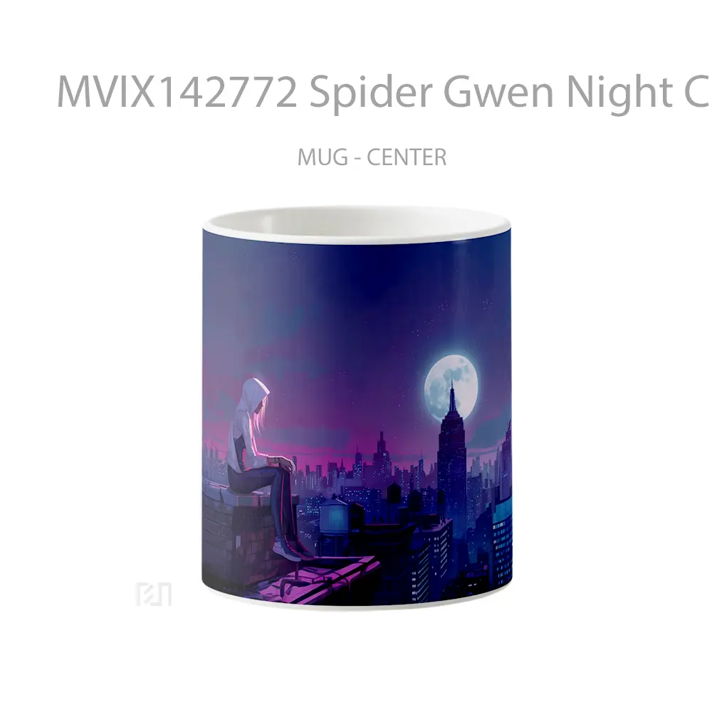 Mug Spider Gwen Night City Moon Gelas Keramik Unik