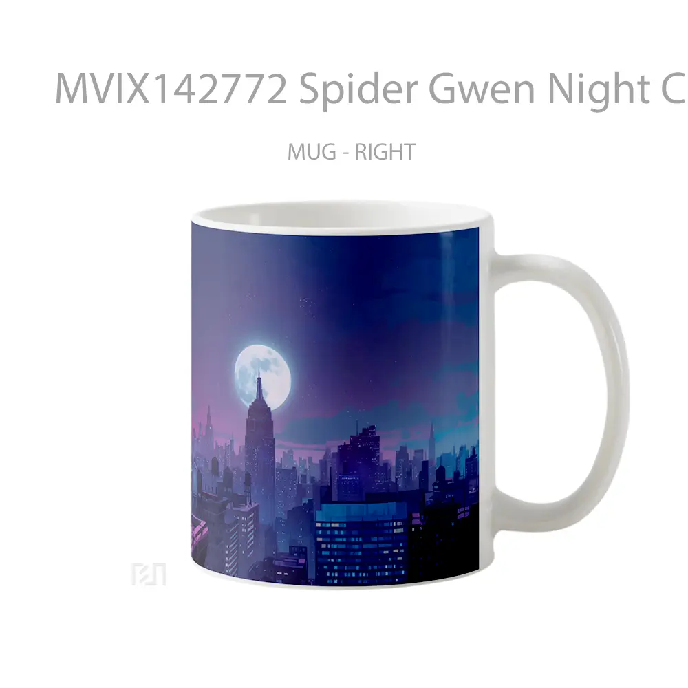 Mug Spider Gwen Night City Moon Gelas Keramik Unik - All-side / Desain