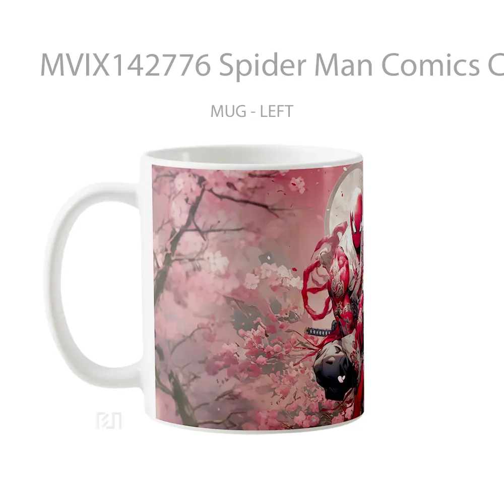 Mug Spider Man Comics Cherry Blossom Gelas Keramik Unik - All-side / Desain