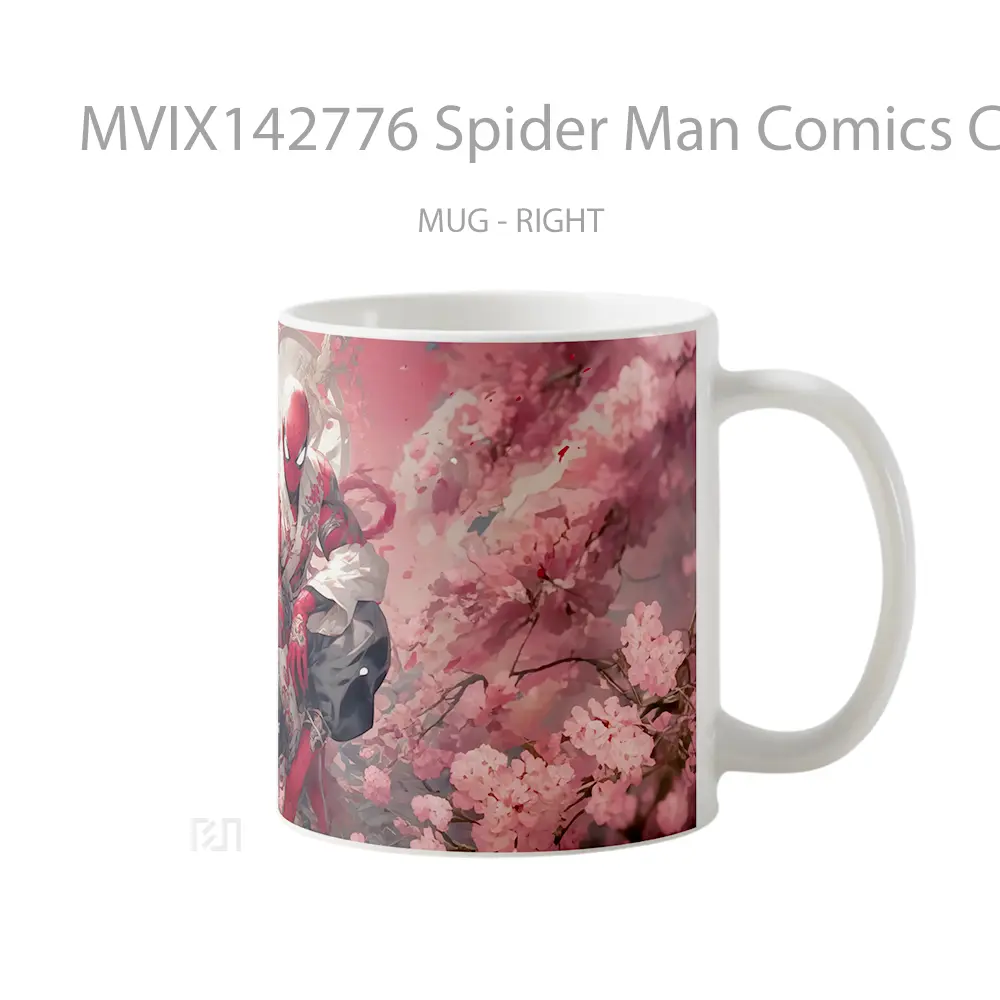 Mug Spider Man Comics Cherry Blossom Gelas Keramik Unik - All-side / Desain
