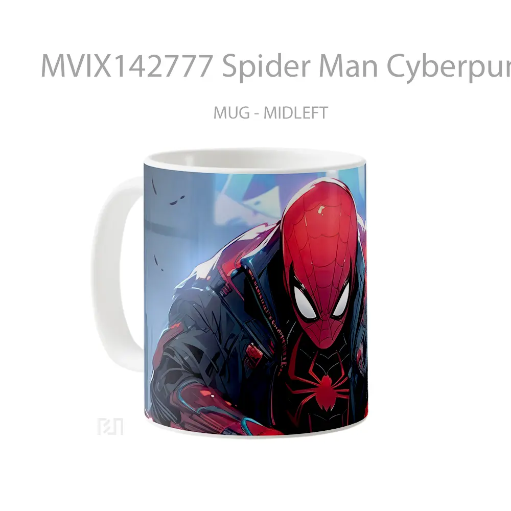 Mug Spider Man Cyberpunk Sci Fi Gelas Keramik Unik - All-side / Desain