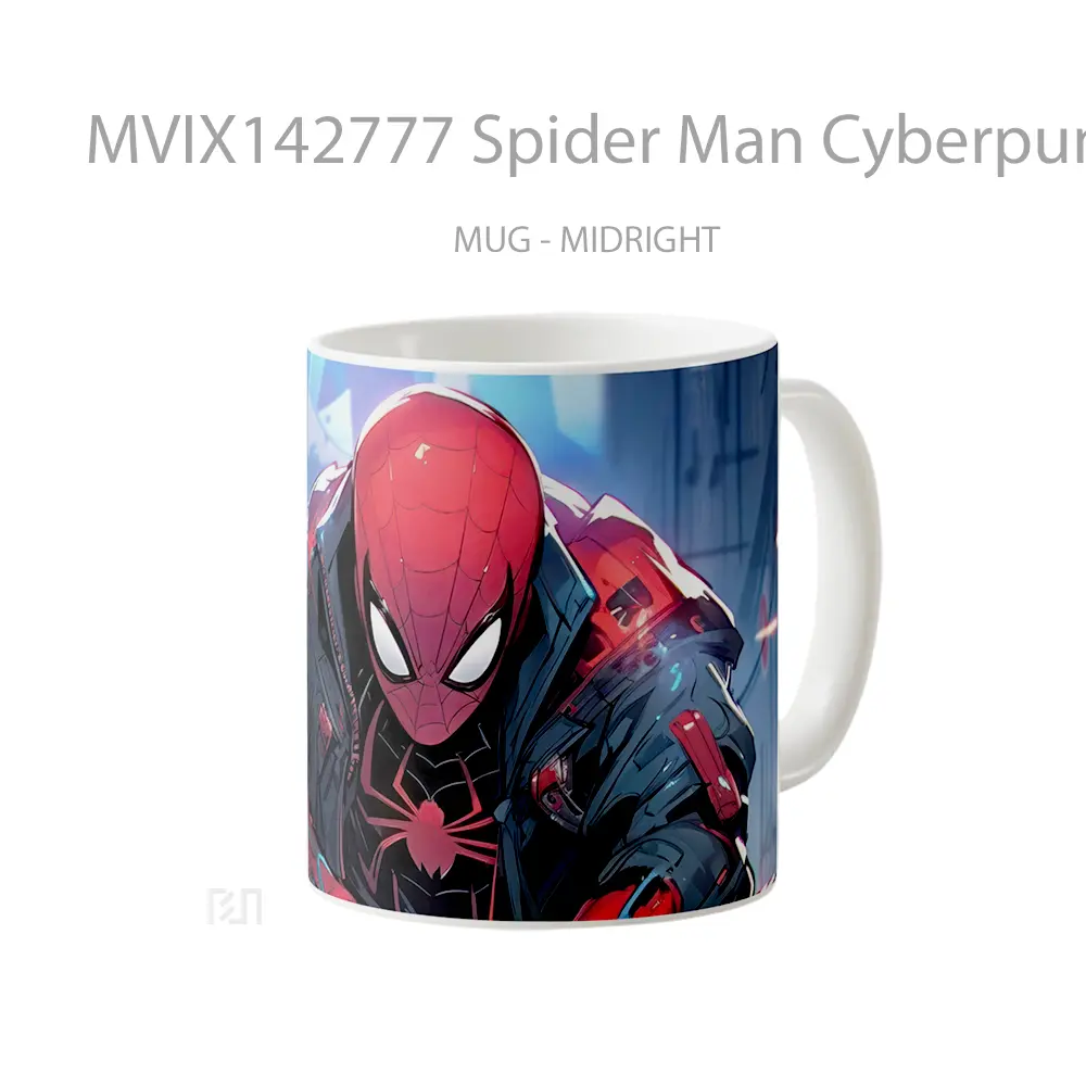 Mug Spider Man Cyberpunk Sci Fi Gelas Keramik Unik - All-side / Desain