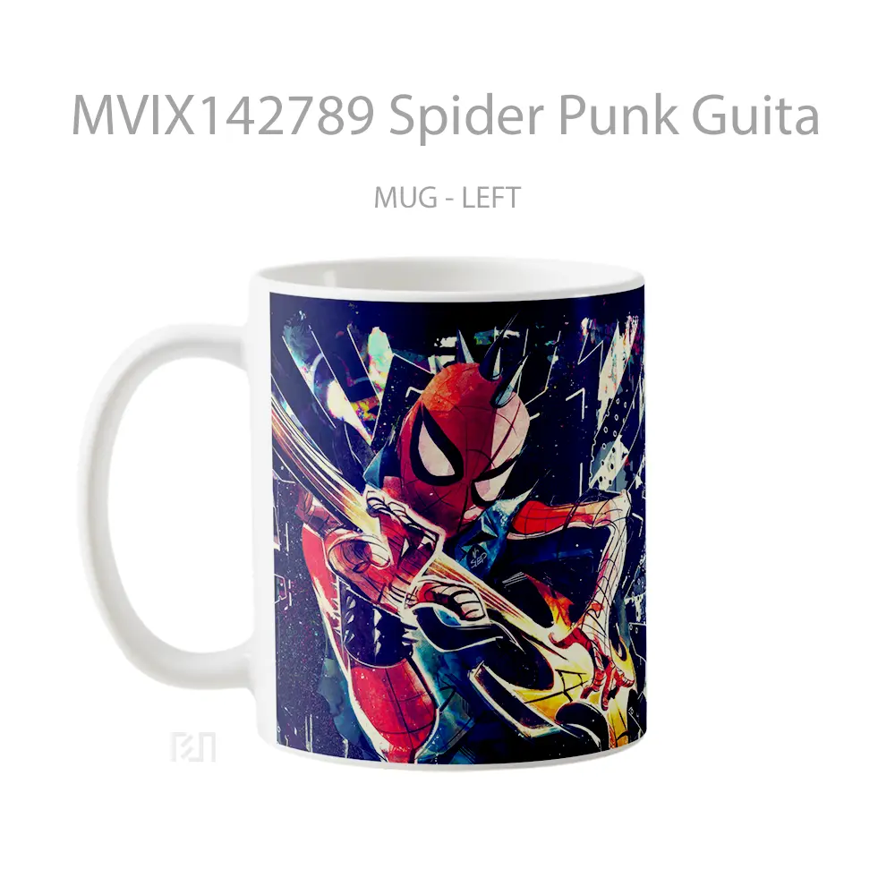Mug Spider Punk Guita Gelas Keramik Unik - All-side / Desain