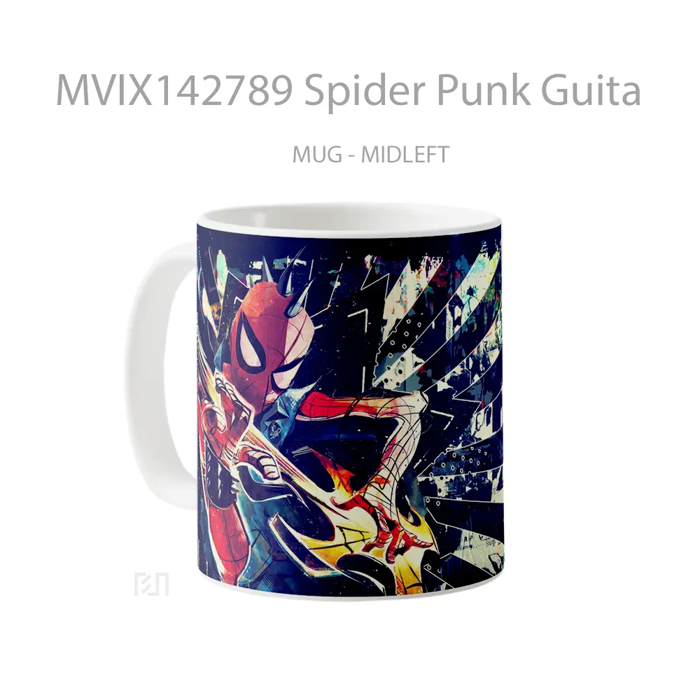 Mug Spider Punk Guita Gelas Keramik Unik - All-side / Desain