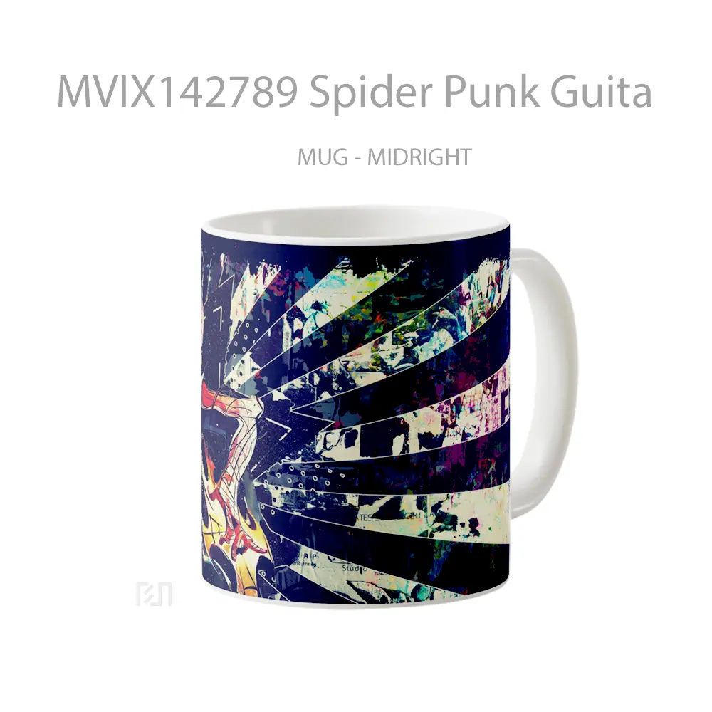 Mug Spider Punk Guita Gelas Keramik Unik - All-side / Desain